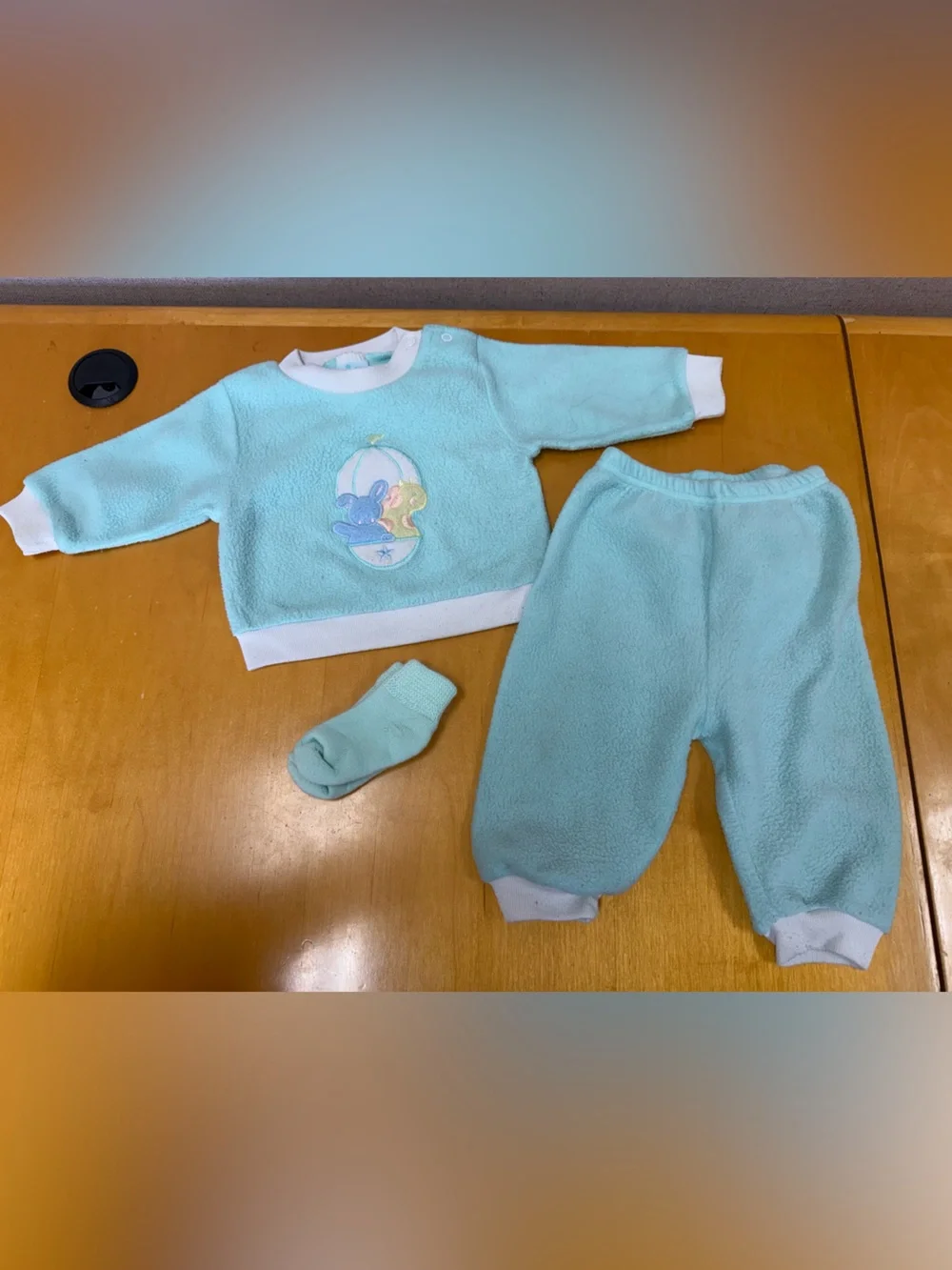 Vintage Bright Future 6-9 Month Outfit turquoise - Shirt/pants/ Socks